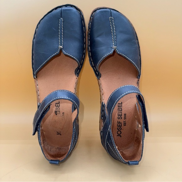 Josef Seibel Rosalie 42 Blue Leather Ankle Strap Women’s 6-6.5 (37), EUC - Picture 6 of 12
